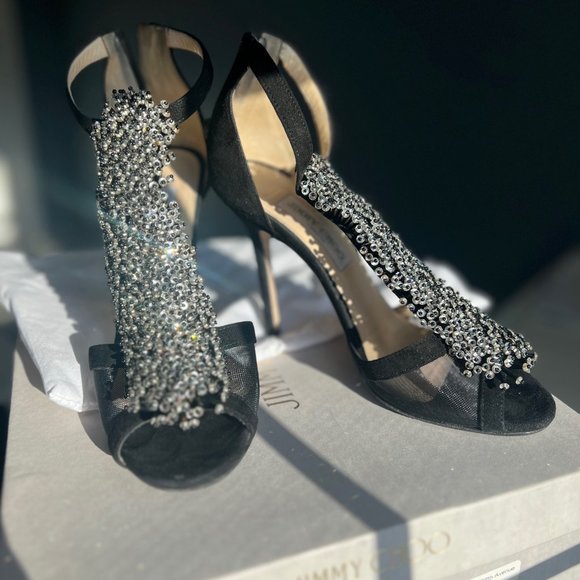 Jimmy Choo Fortune black beaded heels - Picture 8 of 10